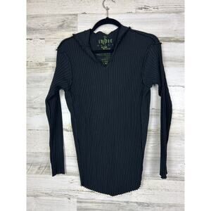 Indie Peace Women’s M Black Handmade Long Sleeve Boho Hoodie Top Rare NEW